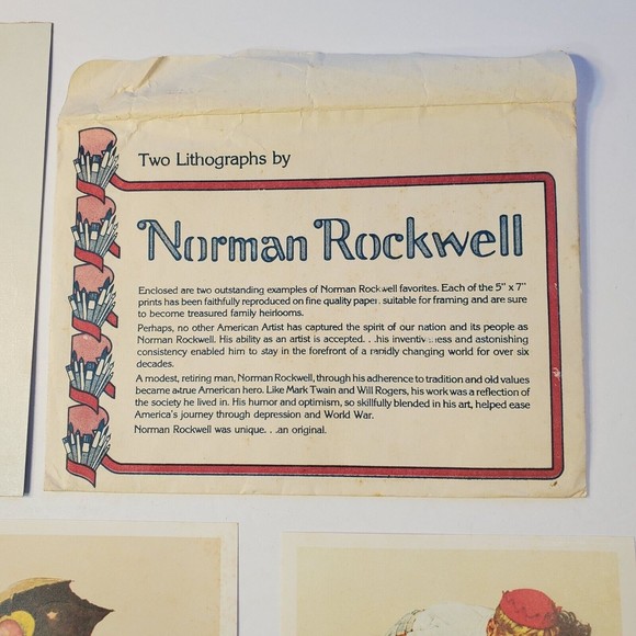 2 Norman Rockwell Lithographs 1972 Golden Days Knuckles Down Orgnl Envelope 5x7 - Picture 4 of 12